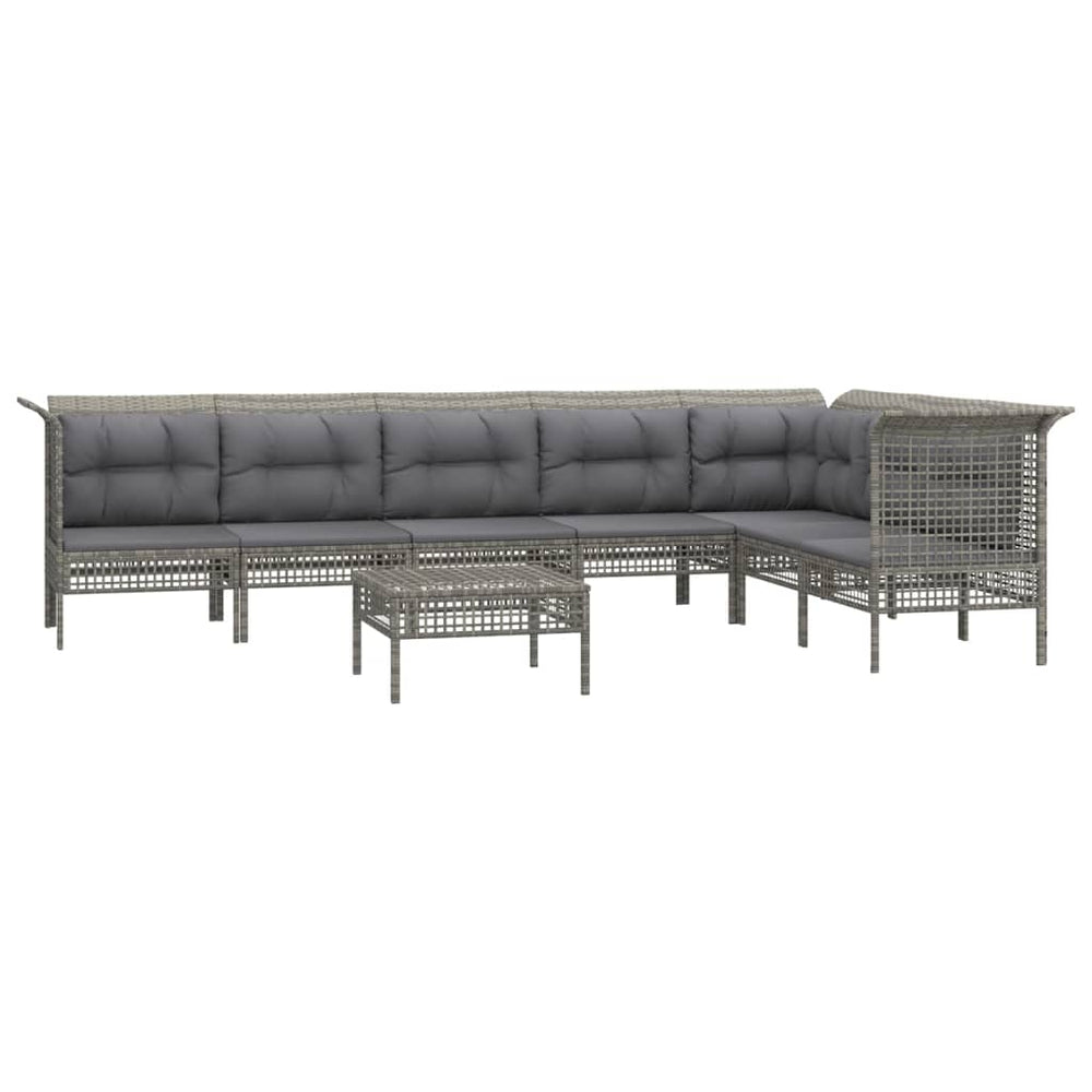 8-delige Loungeset met kussens poly rattan grijs MeubelReus
