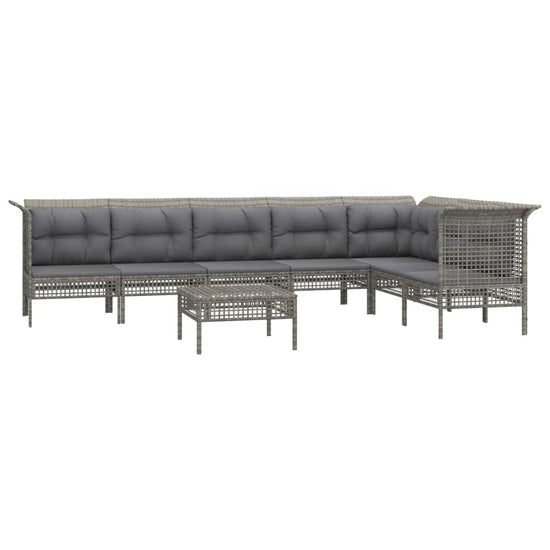 8-delige Loungeset met kussens poly rattan grijs MeubelReus