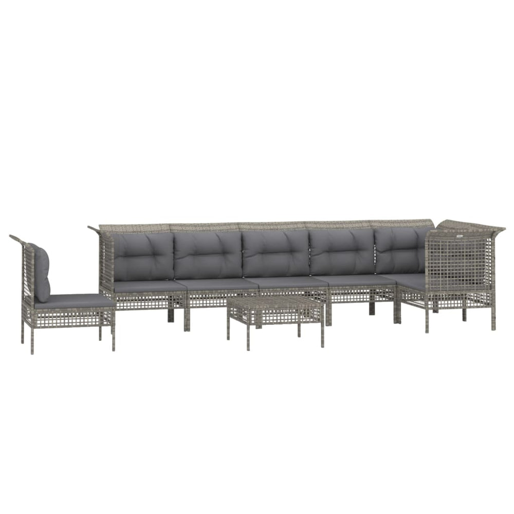 8-delige Loungeset met kussens poly rattan grijs MeubelReus