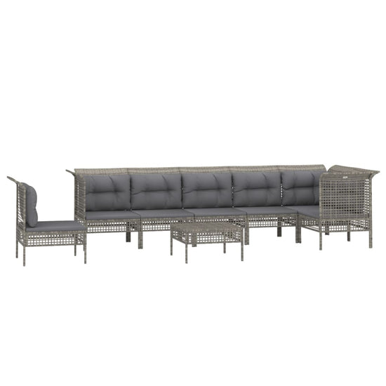 8-delige Loungeset met kussens poly rattan grijs MeubelReus