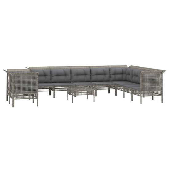 11-delige Loungeset met kussens poly rattan grijs MeubelReus