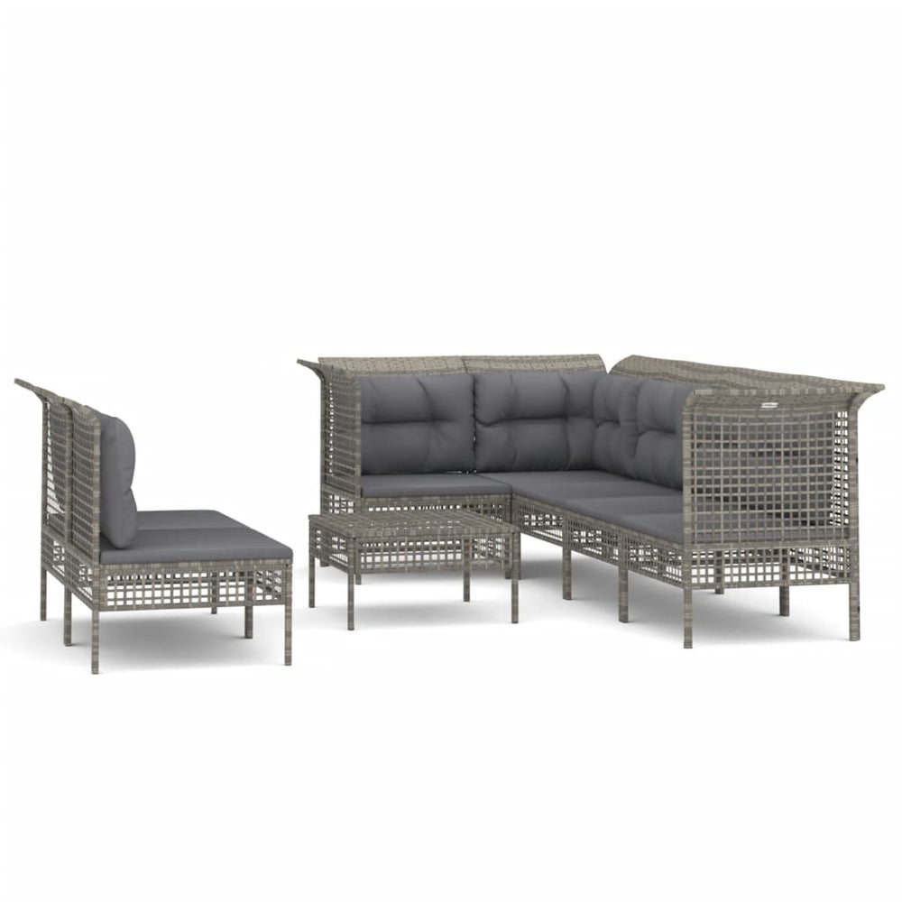 8-delige Loungeset met kussens poly rattan grijs MeubelReus