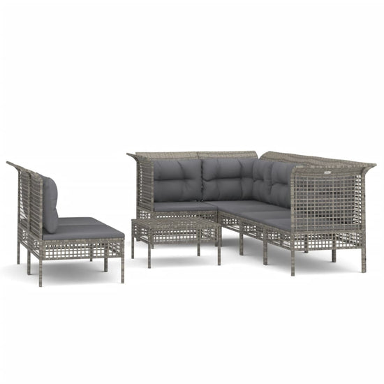 8-delige Loungeset met kussens poly rattan grijs MeubelReus