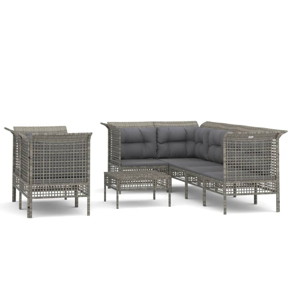8-delige Loungeset met kussens poly rattan grijs MeubelReus