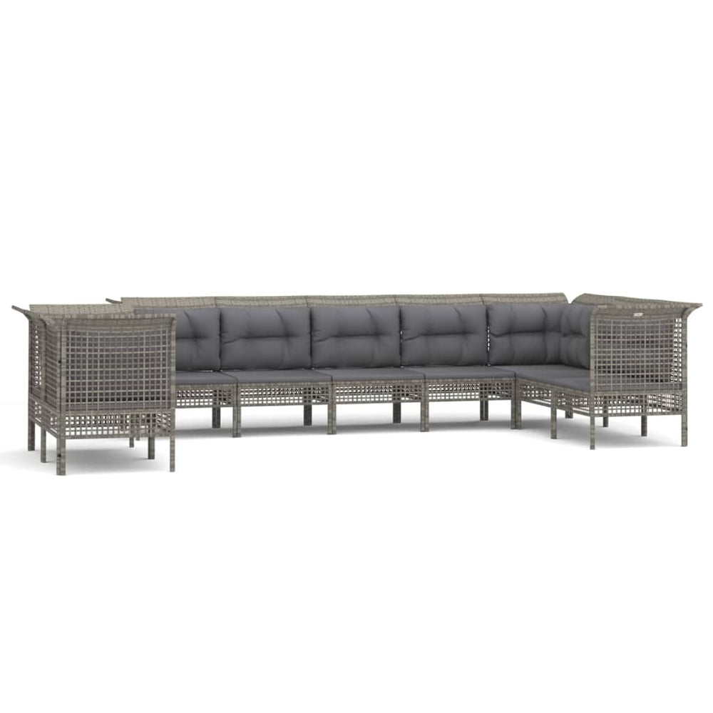 9-delige Loungeset met kussens poly rattan grijs MeubelReus