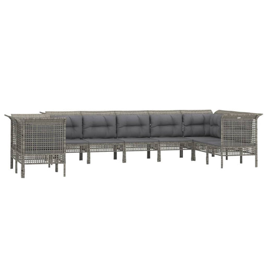 9-delige Loungeset met kussens poly rattan grijs MeubelReus