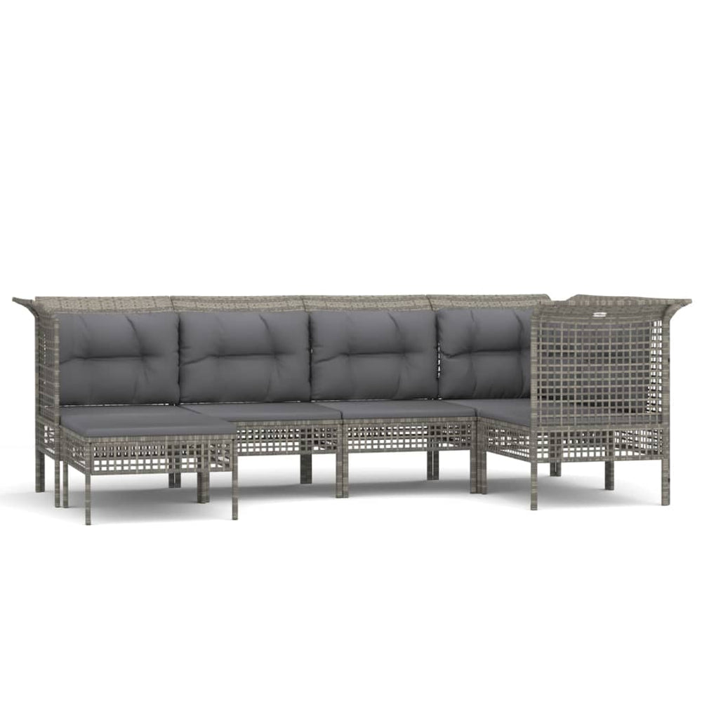 6-delige Loungeset met kussens poly rattan grijs MeubelReus