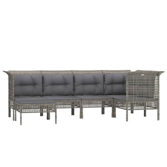 6-delige Loungeset met kussens poly rattan grijs MeubelReus