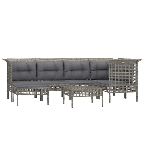 7-delige Loungeset met kussens poly rattan grijs MeubelReus