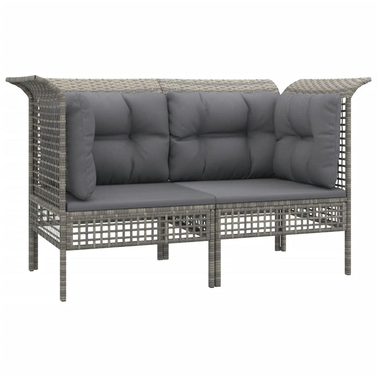 7-delige Loungeset met kussens poly rattan grijs MeubelReus