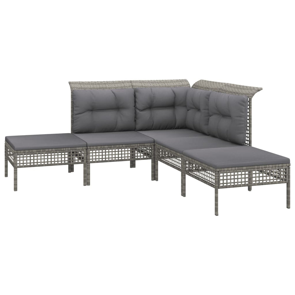 7-delige Loungeset met kussens poly rattan grijs MeubelReus