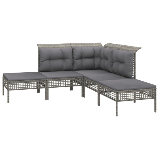 7-delige Loungeset met kussens poly rattan grijs MeubelReus