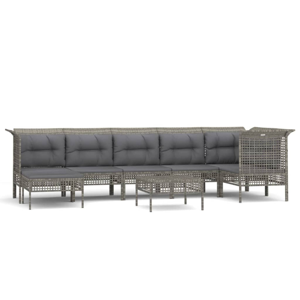 8-delige Loungeset met kussens poly rattan grijs MeubelReus