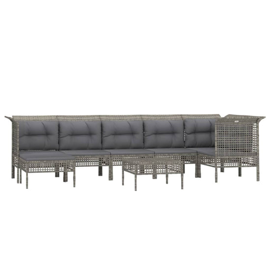 8-delige Loungeset met kussens poly rattan grijs MeubelReus