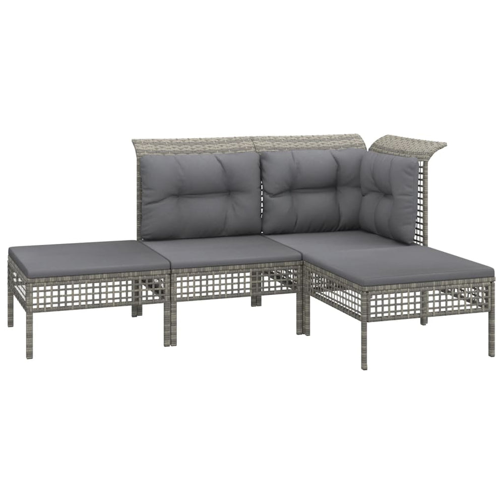 8-delige Loungeset met kussens poly rattan grijs MeubelReus