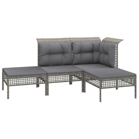 8-delige Loungeset met kussens poly rattan grijs MeubelReus