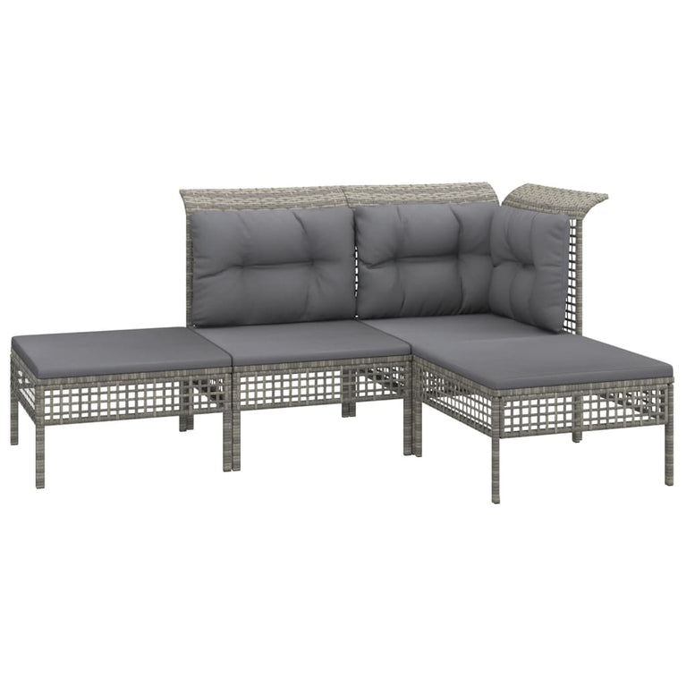 8-delige Loungeset met kussens poly rattan grijs MeubelReus