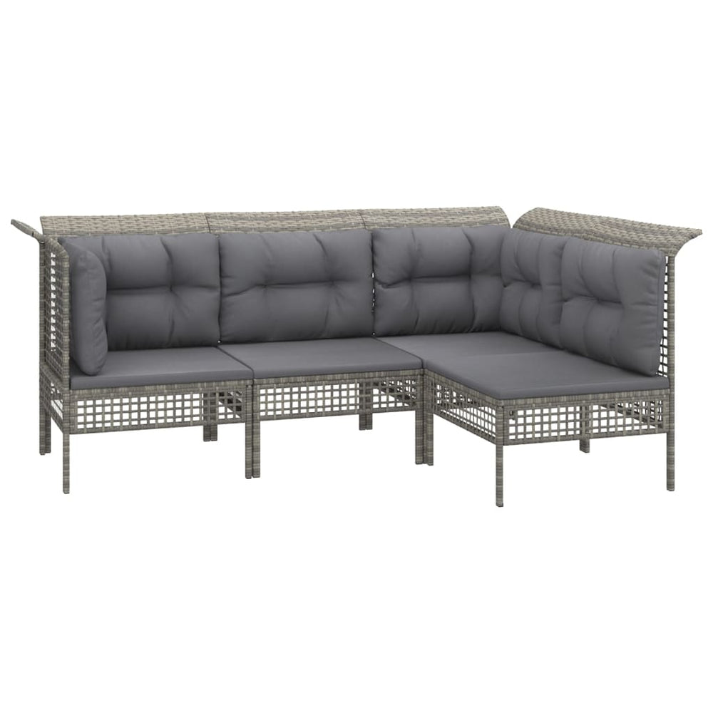 8-delige Loungeset met kussens poly rattan grijs MeubelReus