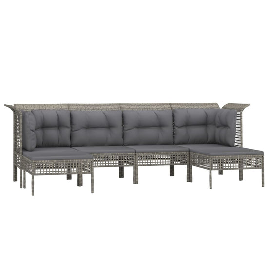 6-delige Loungeset met kussens poly rattan grijs MeubelReus