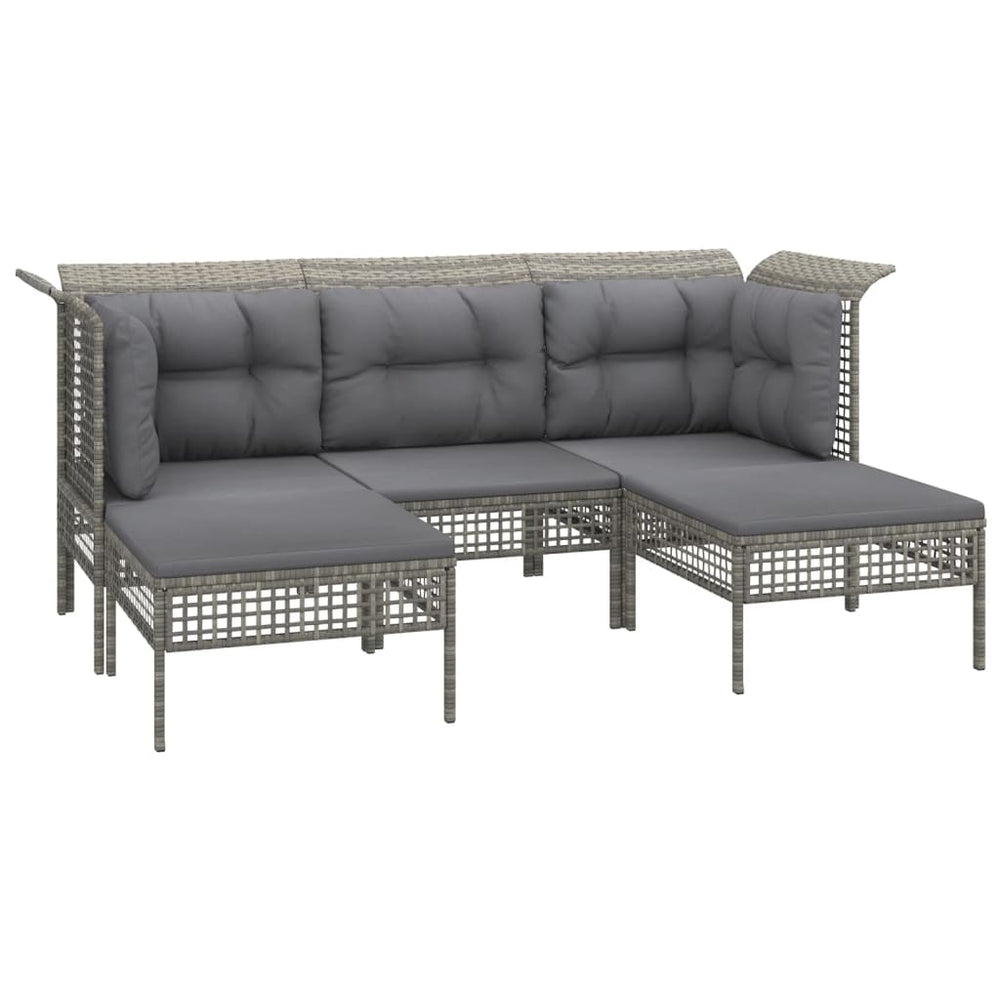 6-delige Loungeset met kussens poly rattan grijs MeubelReus