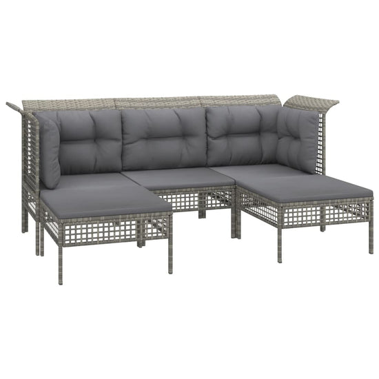 6-delige Loungeset met kussens poly rattan grijs MeubelReus