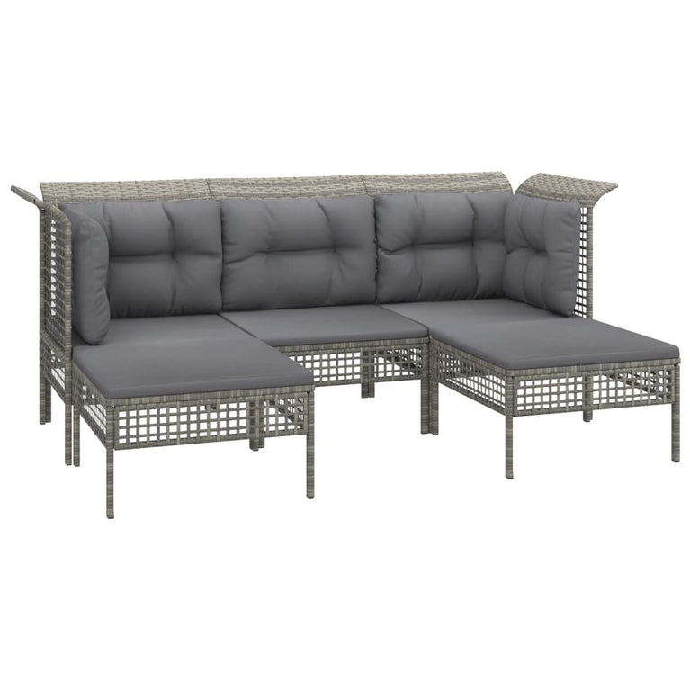 6-delige Loungeset met kussens poly rattan grijs MeubelReus