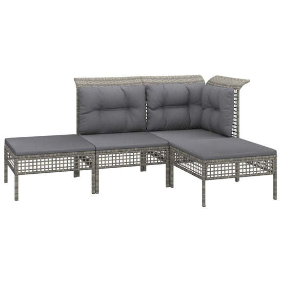 7-delige Loungeset met kussens poly rattan grijs MeubelReus
