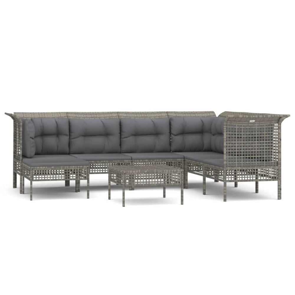 8-delige Loungeset met kussens poly rattan grijs MeubelReus