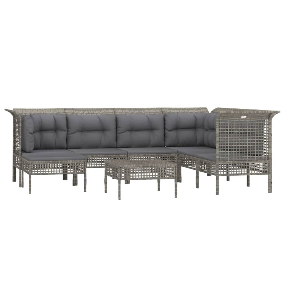 8-delige Loungeset met kussens poly rattan grijs MeubelReus