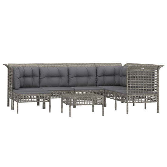8-delige Loungeset met kussens poly rattan grijs MeubelReus