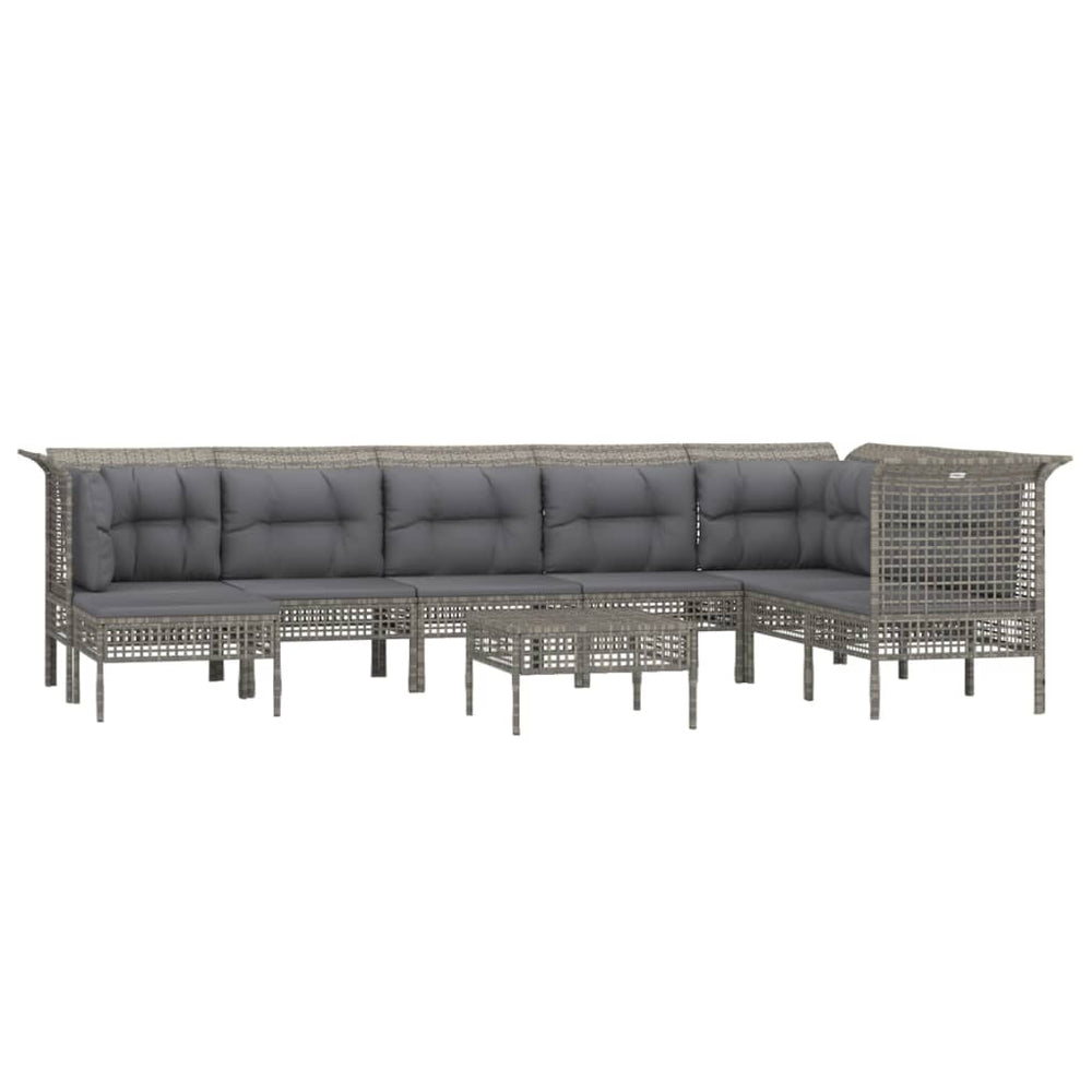 9-delige Loungeset met kussens poly rattan grijs MeubelReus