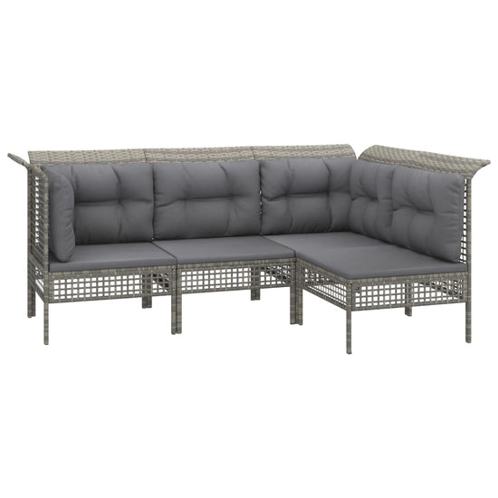 6-delige Loungeset met kussens poly rattan grijs MeubelReus