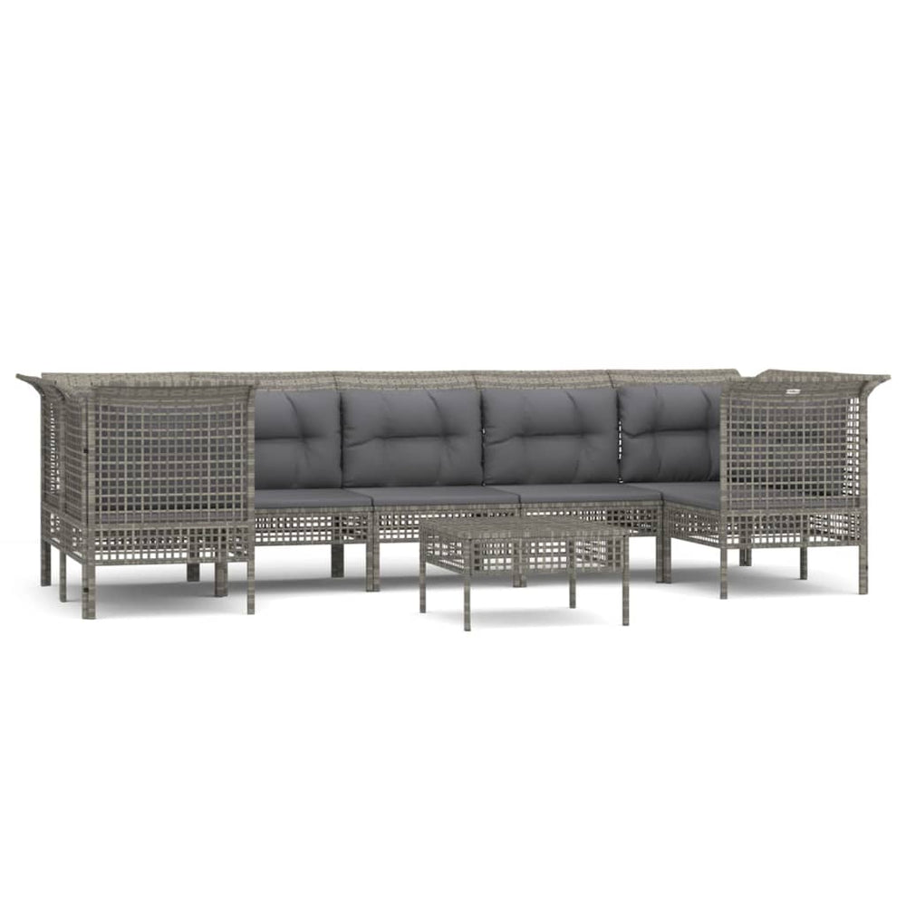 8-delige Loungeset met kussens poly rattan grijs MeubelReus