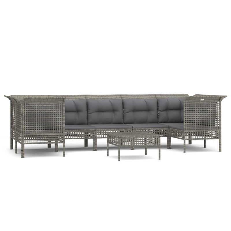 8-delige Loungeset met kussens poly rattan grijs MeubelReus