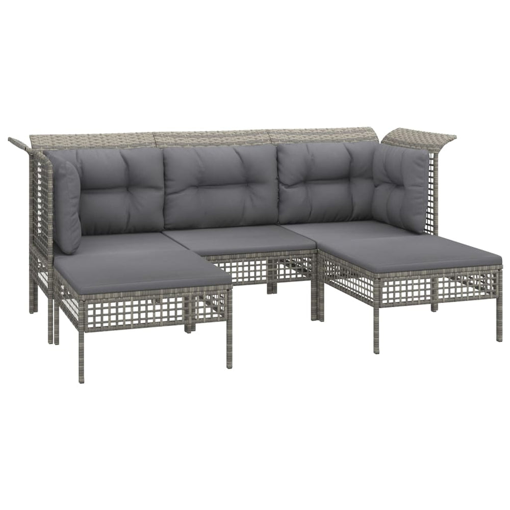 9-delige Loungeset met kussens poly rattan grijs MeubelReus