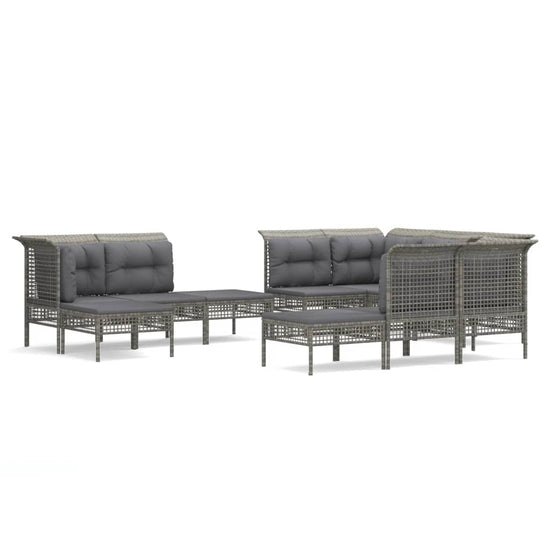 11-delige Loungeset met kussens poly rattan grijs MeubelReus