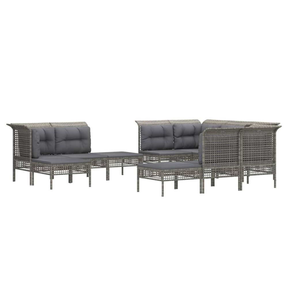 11-delige Loungeset met kussens poly rattan grijs MeubelReus