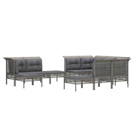 11-delige Loungeset met kussens poly rattan grijs MeubelReus