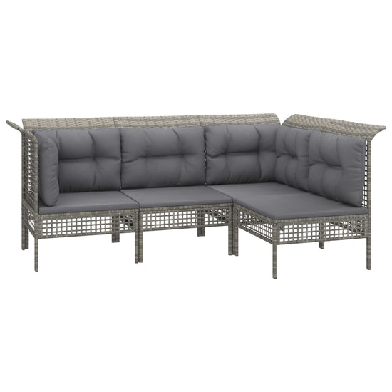11-delige Loungeset met kussens poly rattan grijs MeubelReus