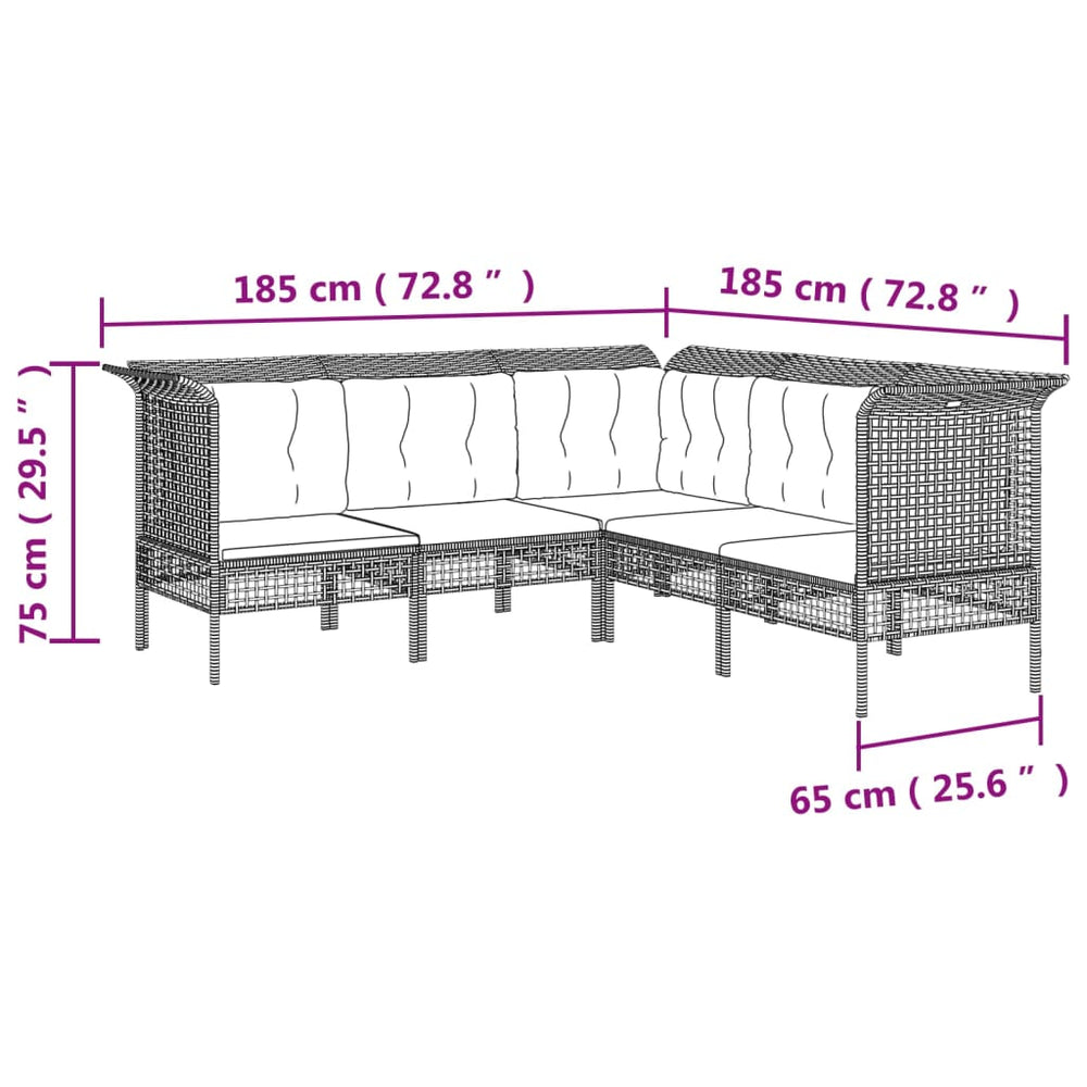 11-delige Loungeset met kussens poly rattan grijs MeubelReus