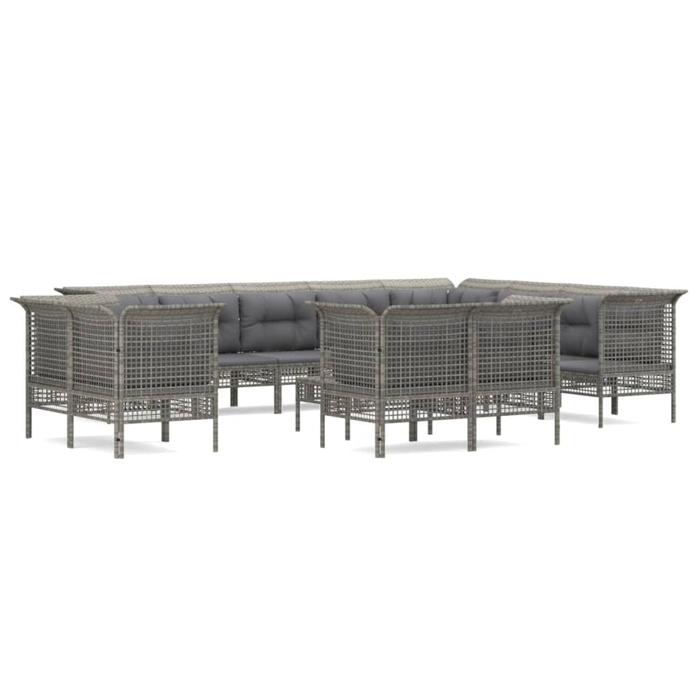 13-delige Loungeset met kussens poly rattan grijs MeubelReus