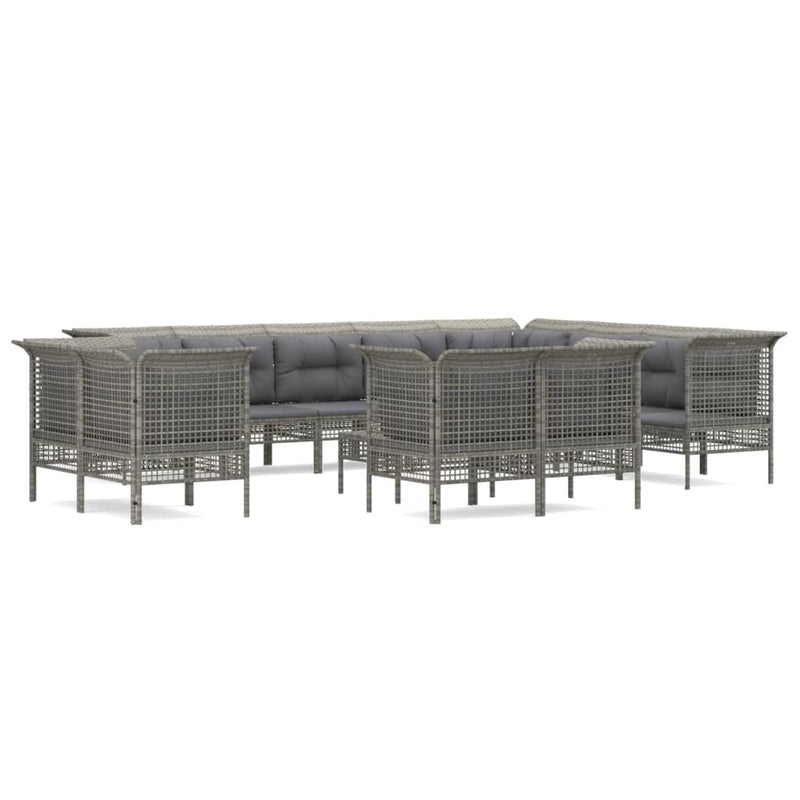 13-delige Loungeset met kussens poly rattan grijs MeubelReus