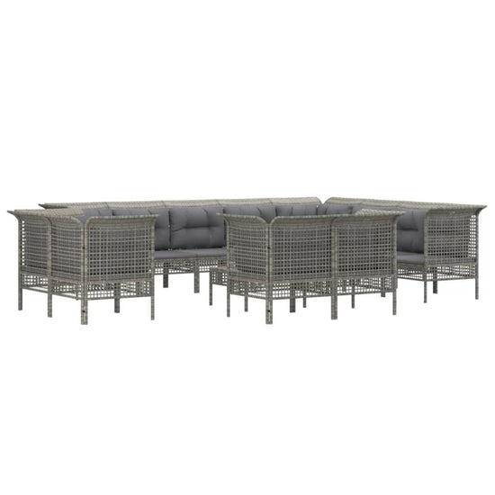 13-delige Loungeset met kussens poly rattan grijs MeubelReus