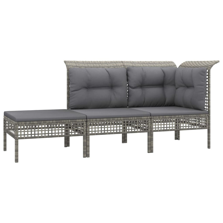 13-delige Loungeset met kussens poly rattan grijs MeubelReus