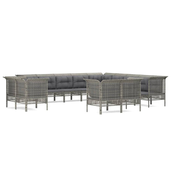 13-delige Loungeset met kussens poly rattan grijs MeubelReus