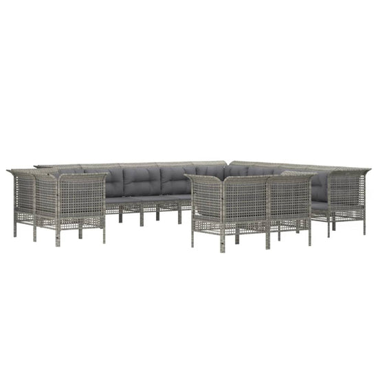 13-delige Loungeset met kussens poly rattan grijs MeubelReus