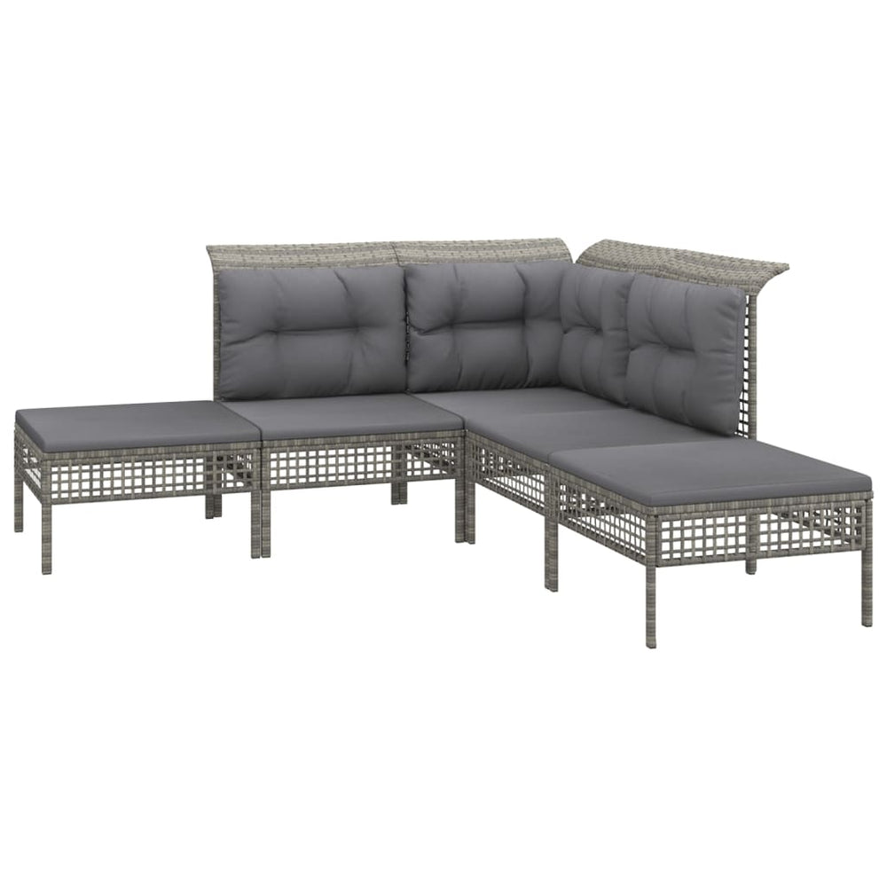 9-delige Loungeset met kussens poly rattan grijs MeubelReus