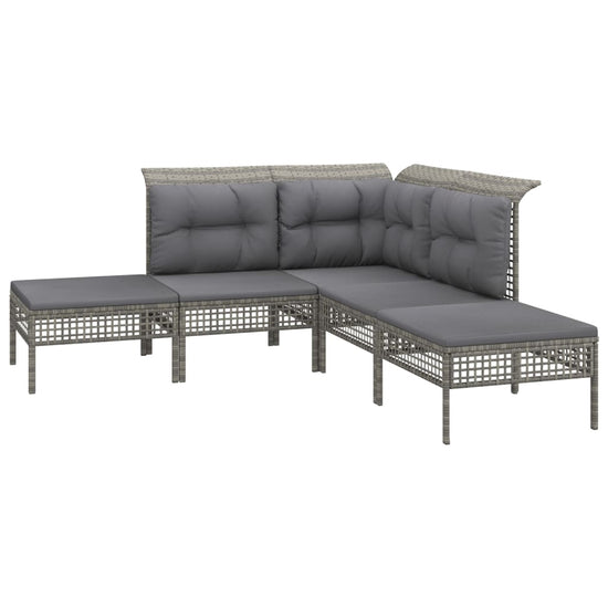 9-delige Loungeset met kussens poly rattan grijs MeubelReus