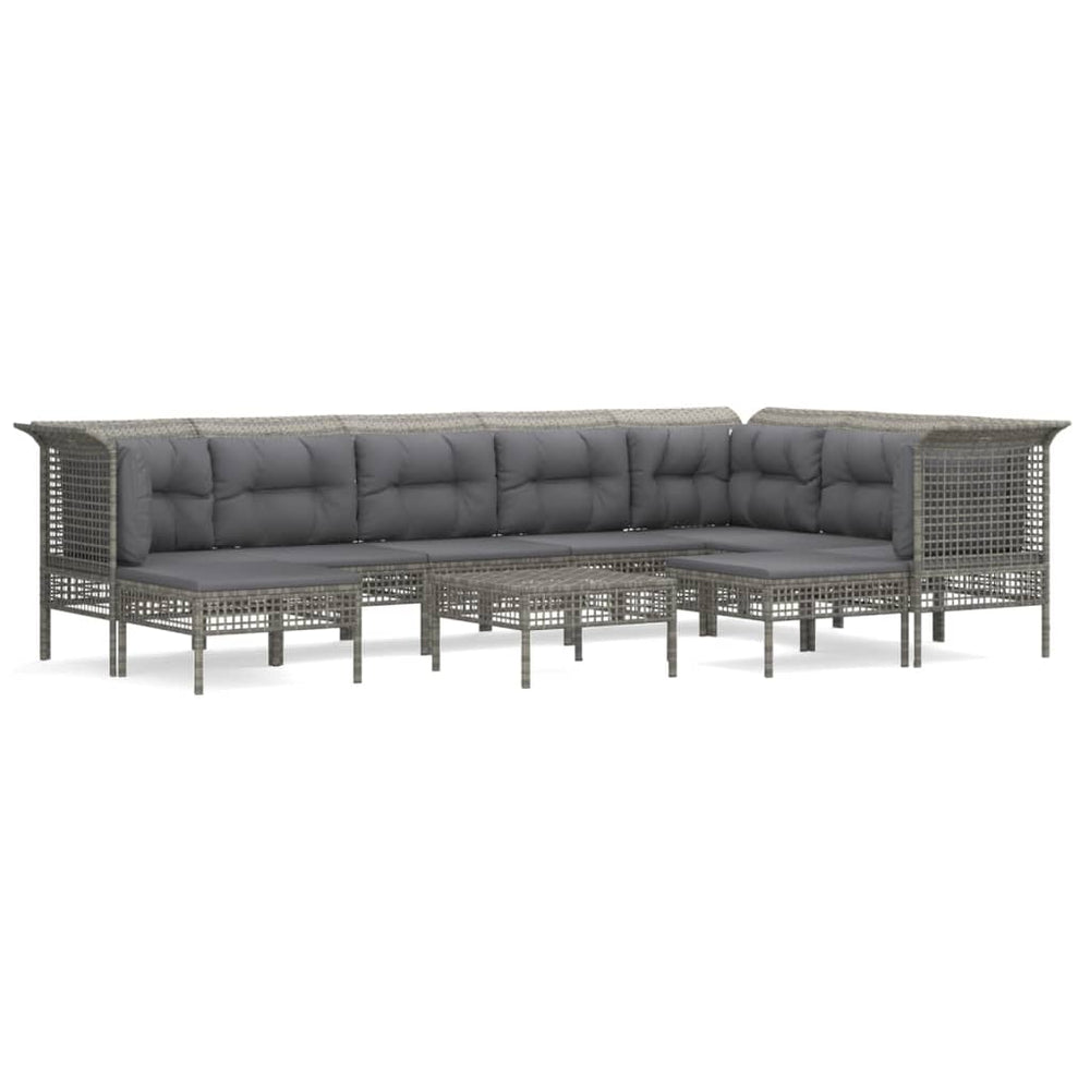 10-delige Loungeset met kussens poly rattan grijs MeubelReus