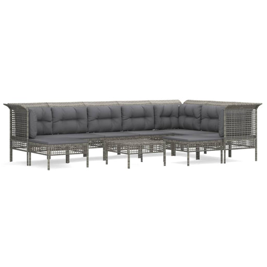 10-delige Loungeset met kussens poly rattan grijs MeubelReus
